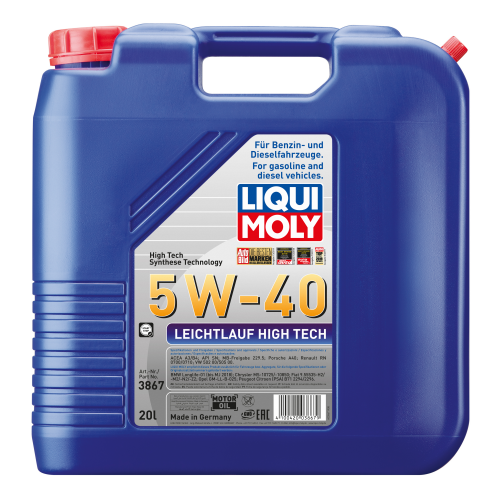3867 LiquiMoly НС-синт. мот.масло Leichtlauf High Tech 5W-40 SP A3/B4 (20л) - 20 л