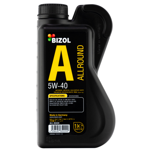 85220 BIZOL НС-синт. мот.масло Allround 5W-40 SN A3/B4 (1л) - 1 л