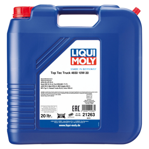 21263 LiquiMoly НС-синт. мот.масло Top Tec Truck 4650 10W-30 CK-4 E9 DH-2 (20л) - 20 л